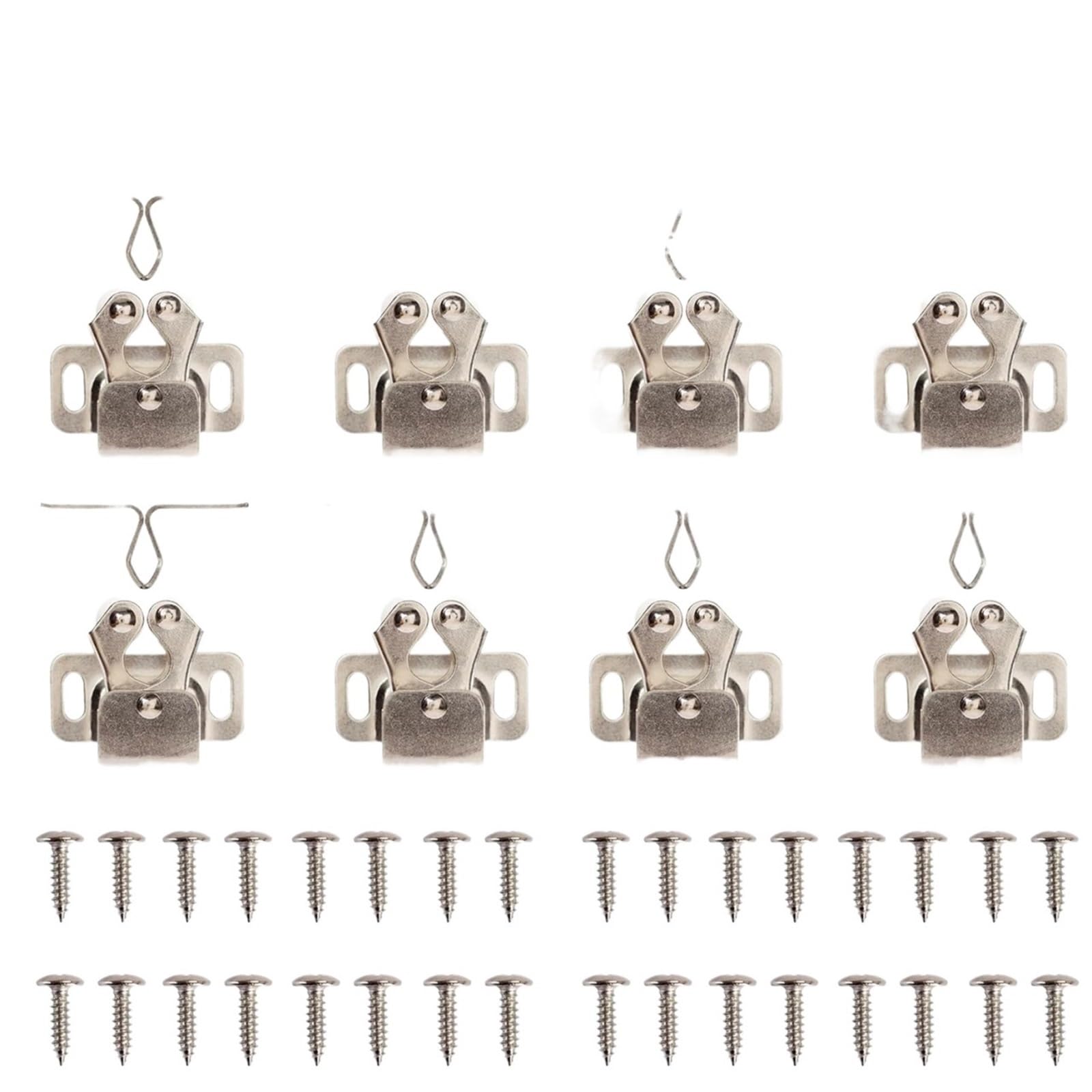Maryear Nickel Double Roller Catch 40Pcs Furniture Door Stoppersr Cupboard Cabinet Roller Latch Twin Double Catches With Striker And Free Screws(Nickel)
