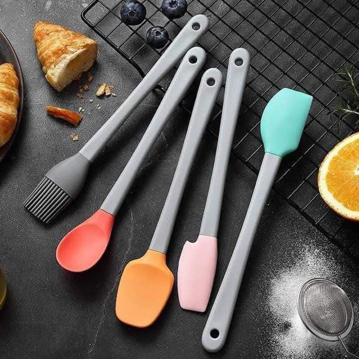 5-Piece Mini Silicone Spatula Set, Heat Resistant Kitchen Tools, Non-Stick Baking Utensils with Grey Handles, 21cm Length 2026