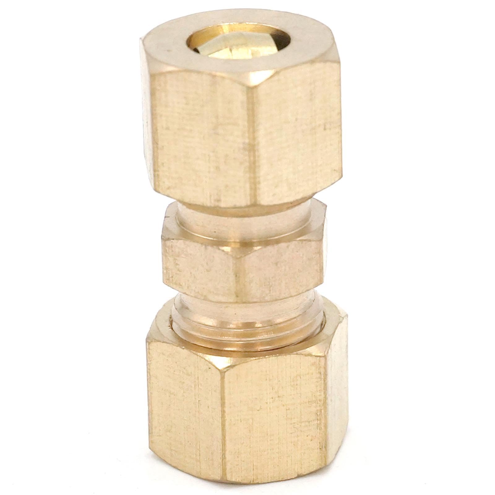 Compression Fitting Fit 3/8" - 1/2" Tube O.D Straight Equal Hex Reducer Brass Pipe Connector