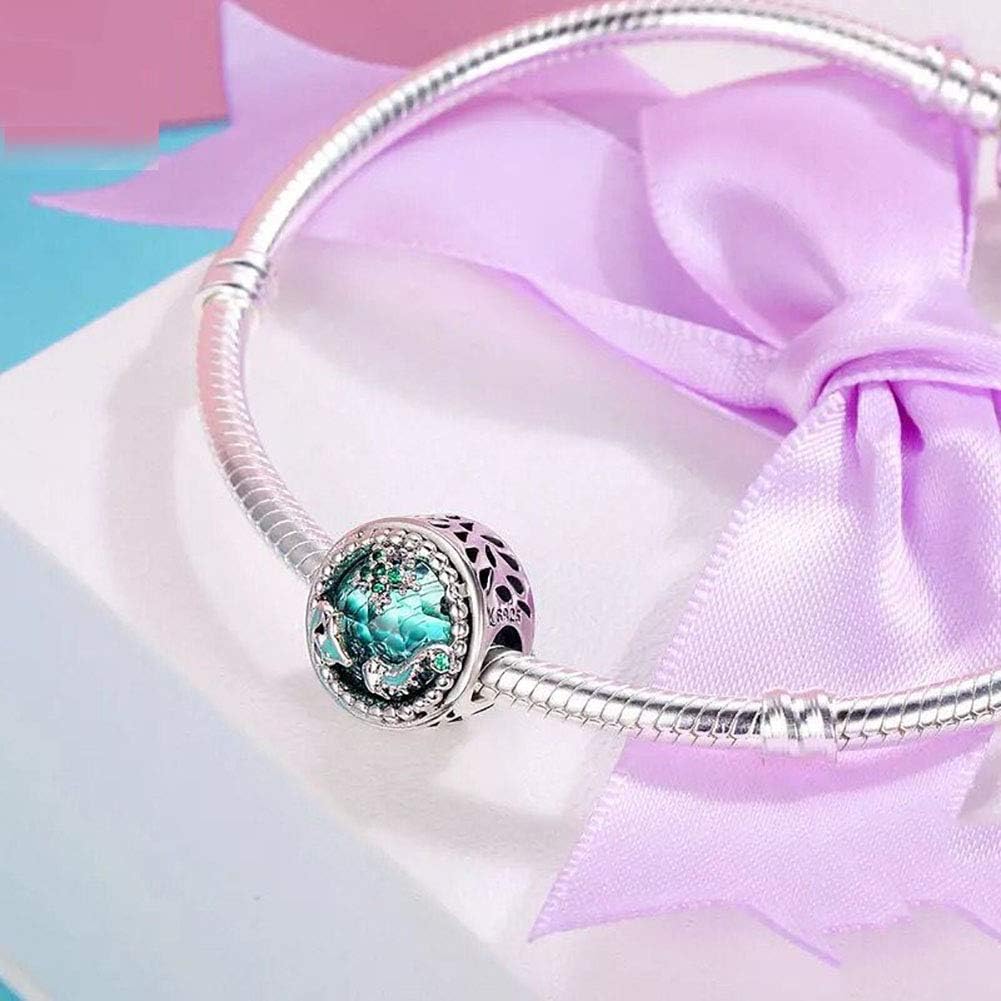 Blue Mermaid Tail & Shell pearl Charm 925 Sterling Silver Ocean Charm Beads for Bracelet & Necklace - Image 3