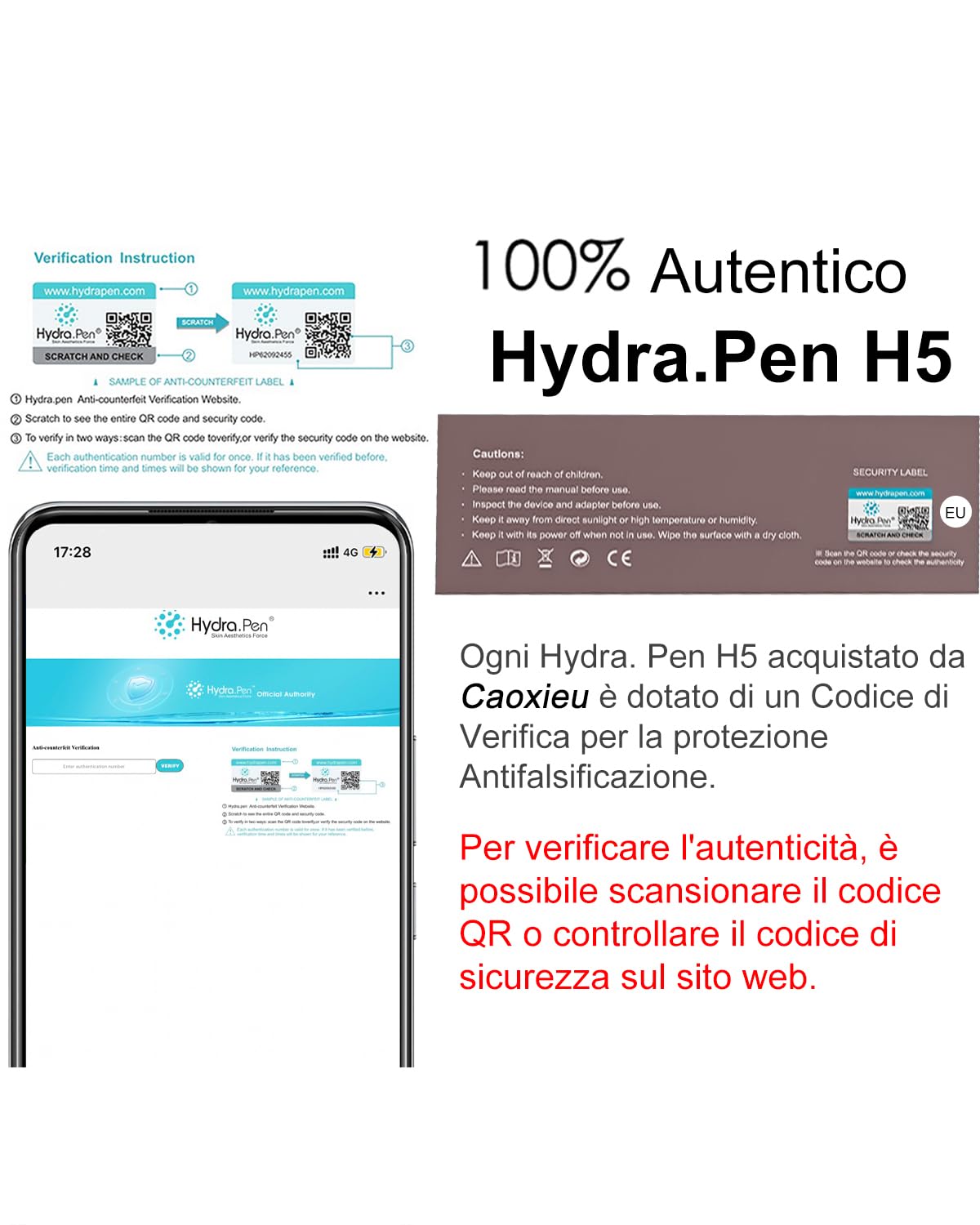 Hydra. pen H5 Dermapen Microneedling Pen, Applicatore Wireless di Siero Essenziale con Microcorrente EMS, Per la Cura Della Pelle, Rughe, Cicatrici e Perdita di Capelli, Salone di Bellezza Domestico