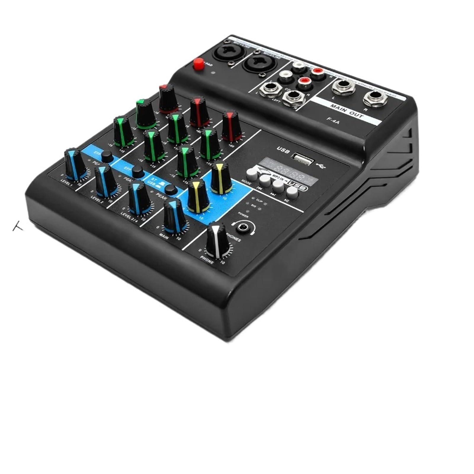 Mezclador de audio, Mezclador HD de 4 vías Au-dio sonido profesional con procesador efectos tarjeta equipo consola mezcla mezclador portátil Usb canales Para karaoke