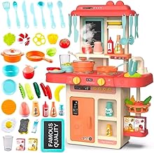 FAMOUS QUALITY 42 Pcs Kitchen Toy Set Simulated Spray with Light & Sound Kitchen Pretend Play Set Play Cooking Set- Multi Color for Boys Girls Age 3+