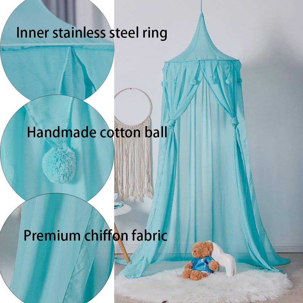Tenda sensoriale, Baldacchino da Letto Appeso a Cupola Rotonda, Rete da Letto, Tenda da Gioco, Decorazione della Stanza for la Lettura di Giochi all'aperto(Blue)