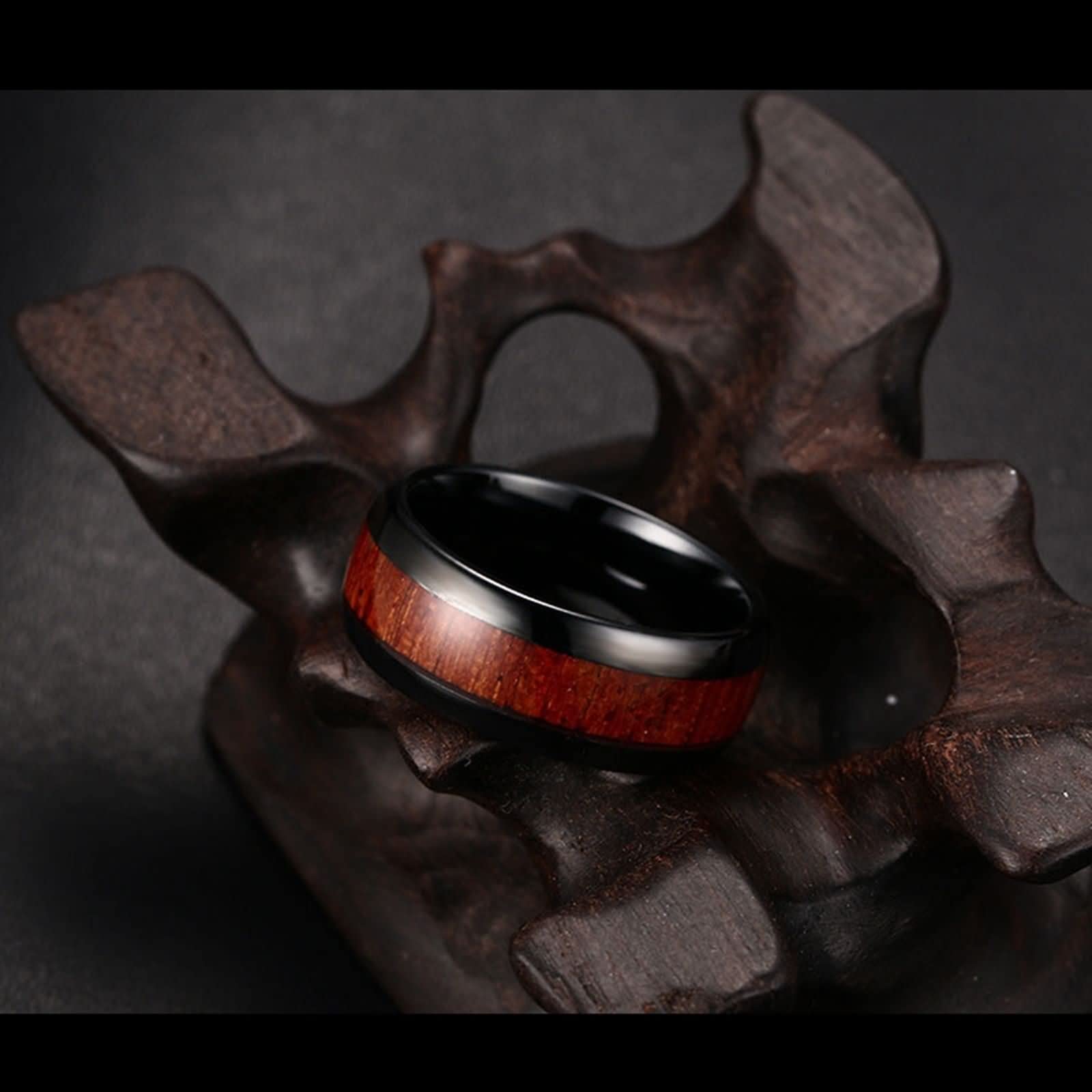 Anillo de Compromiso de Tungsteno,Anillo de Compromiso de Pareja 8MM Anillo Negro Marrón con Grano de Madera