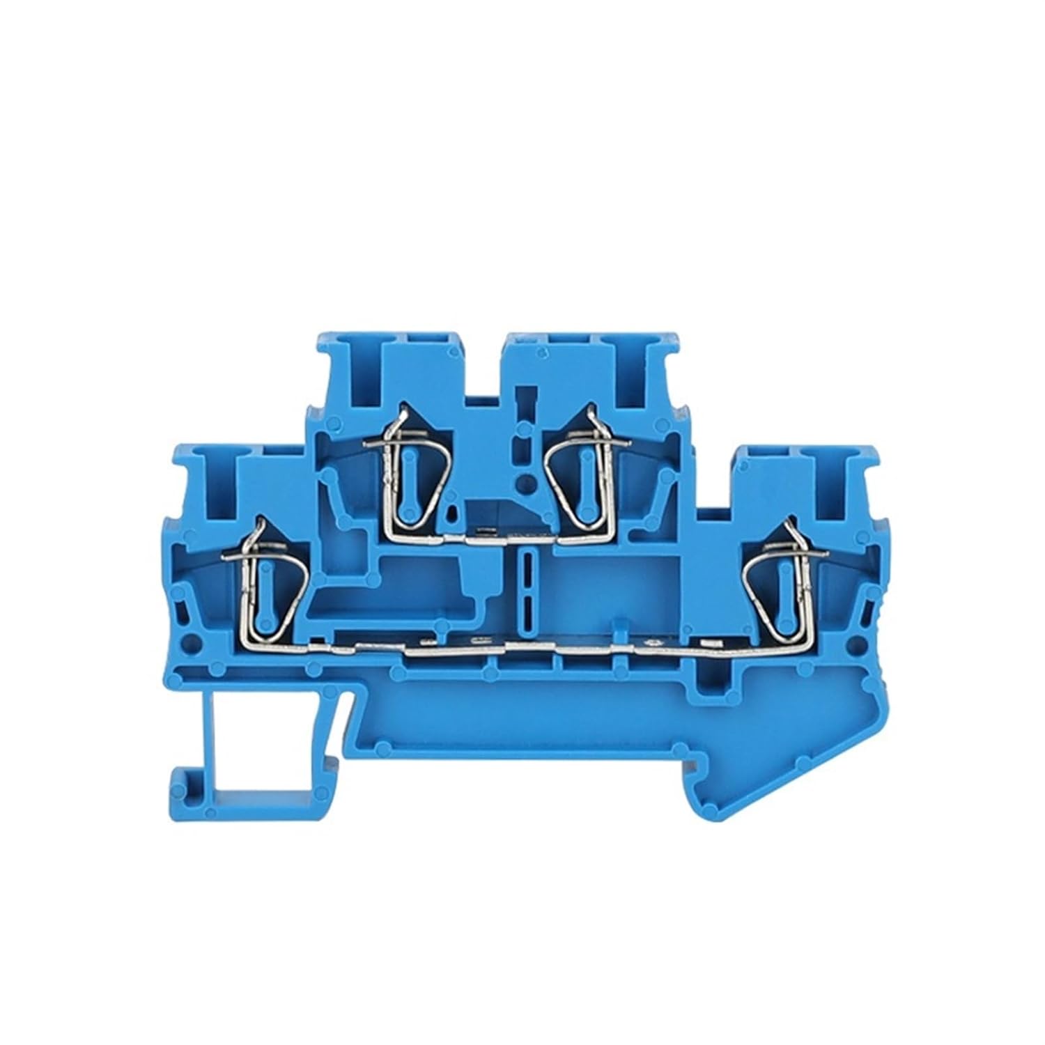 Wire Connector STTB2.5 10Pcs Spring Cage Double 2 Level 4 Conductor 2.5mm Cable Electrical STTB 2.5 Din Rail Terminal Block(Blue)