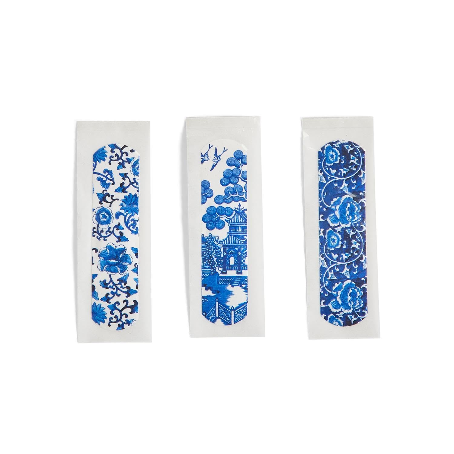 Two's Company 53560 Blue Willow Bandages in Gift Box, 30 Pieces, 3-inch Length, Plastic