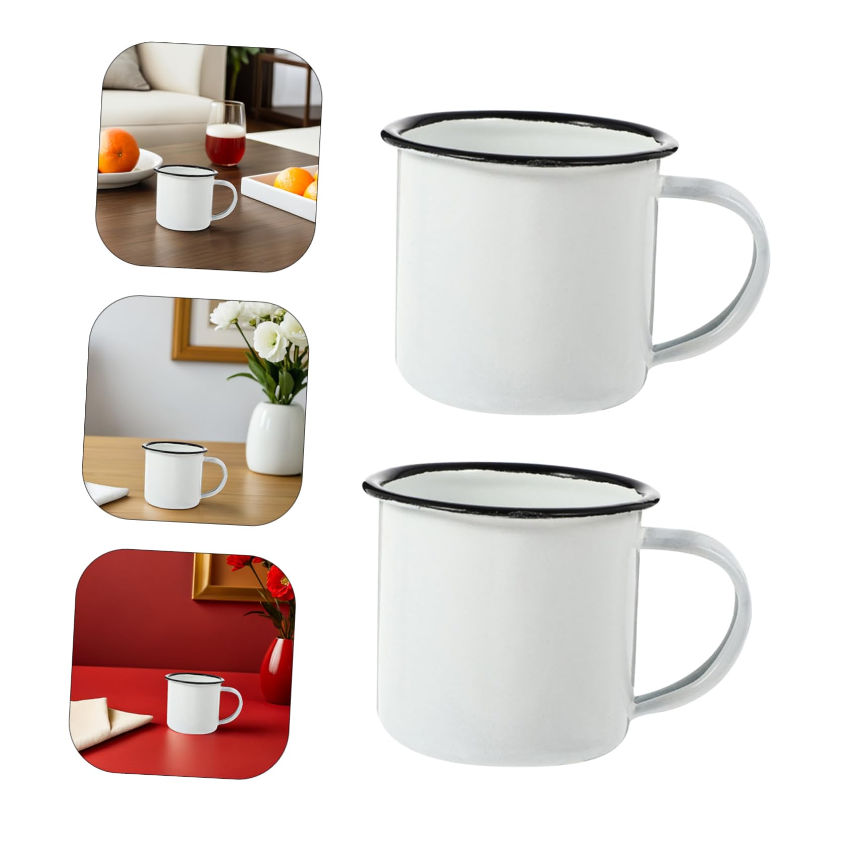 UKCOCO Tazas De Esmalte Retro De Resistentes Y Multiusos Tazas Metálicas Pequeñas Para Café Leche Y Camping Diseño Vintage Fácil De Limpiar Y Duradero 2 Piezas X 5
