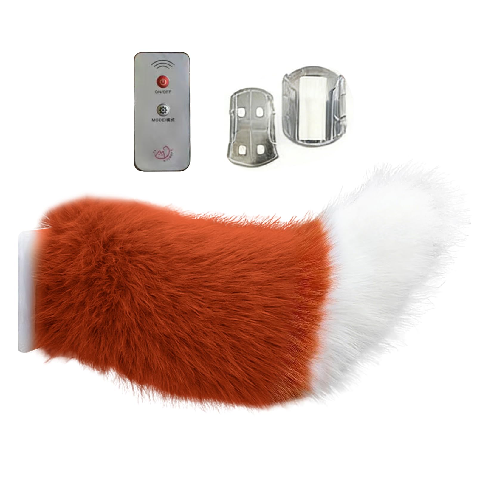 Orange White Remote Control Electric Car Tail,Cute Fuzzy Wagging Moving Adorable Cat Tail For Car,Usb Rechargeable,Fluffy Wagging Action,Universal Fit For Auto Trunk Decoration Cosplay Accessory
