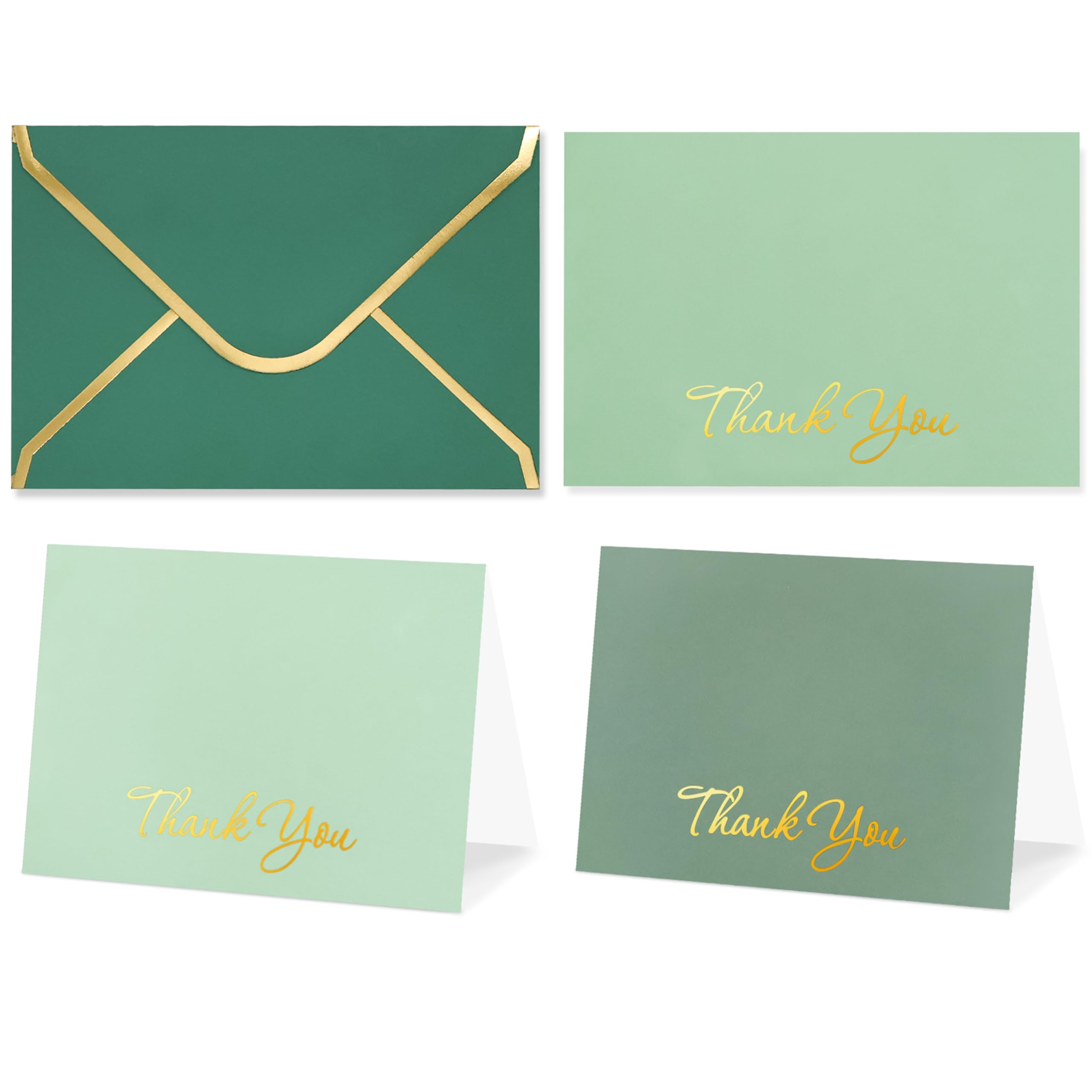 33 PCS Sage Green Thank You Cards with Envelopes, 5.5x3.5 Inches Gold Thank You Notes Heavy Duty Greeting Cards Bulk for Birthday, Wedding, Bridal Shower, Baby Shower, Business, Graduation