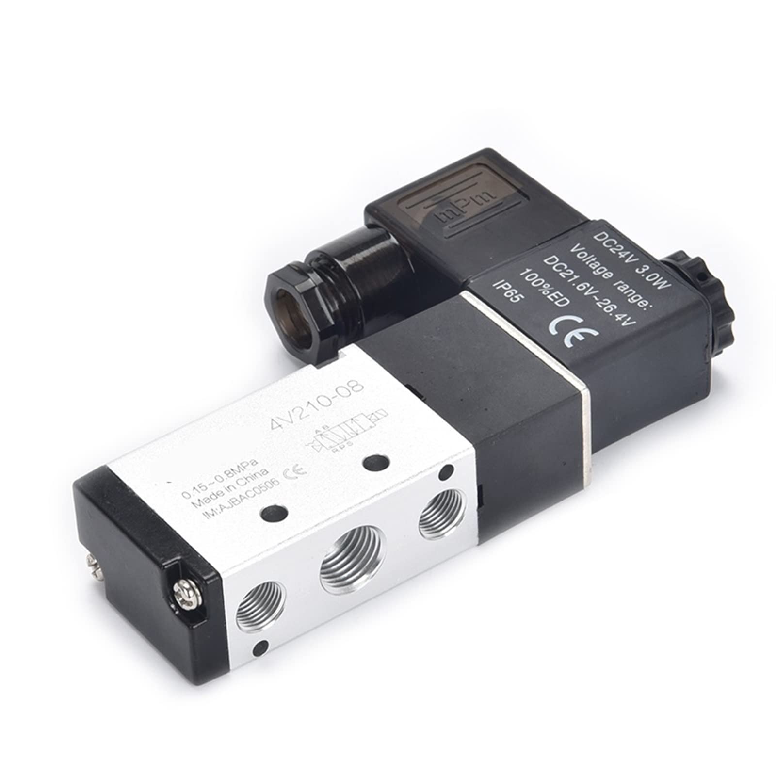 Válvula Solenoide eléctrica neumática 4V210-08, válvula magnética de Gas y Aire con Control de 5 vías y 2 Posiciones, 12V, 24V, 220V, Bobina Volt, 1 Uds.(4v210-08 W Sl402,AC220V)