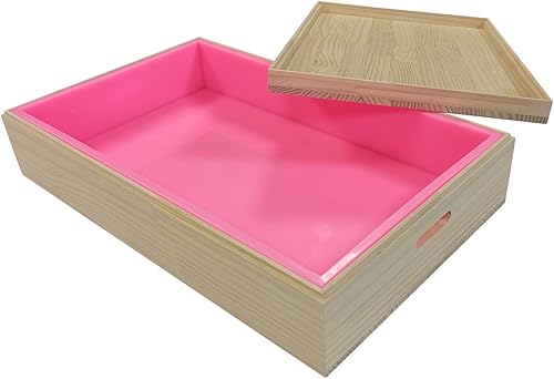 Miniatura 1 de Molde grande de silicona para jabón de 35 libras, molde de losa de silicona grande de 555 onzas con tapas de caja de madera, revestimiento de