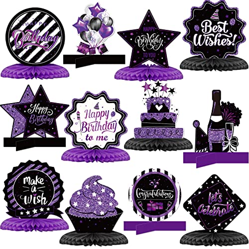 Décoration en nid d'abeille d'anniversaire stable et pliable - Lot de 12 centres de table bicolores