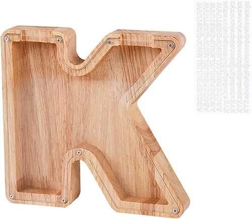 Alcancía de madera personalizada para niños y niñas, caja de ahorro con letras para monedas, decoración única hecha a mano para el hogar, regalo