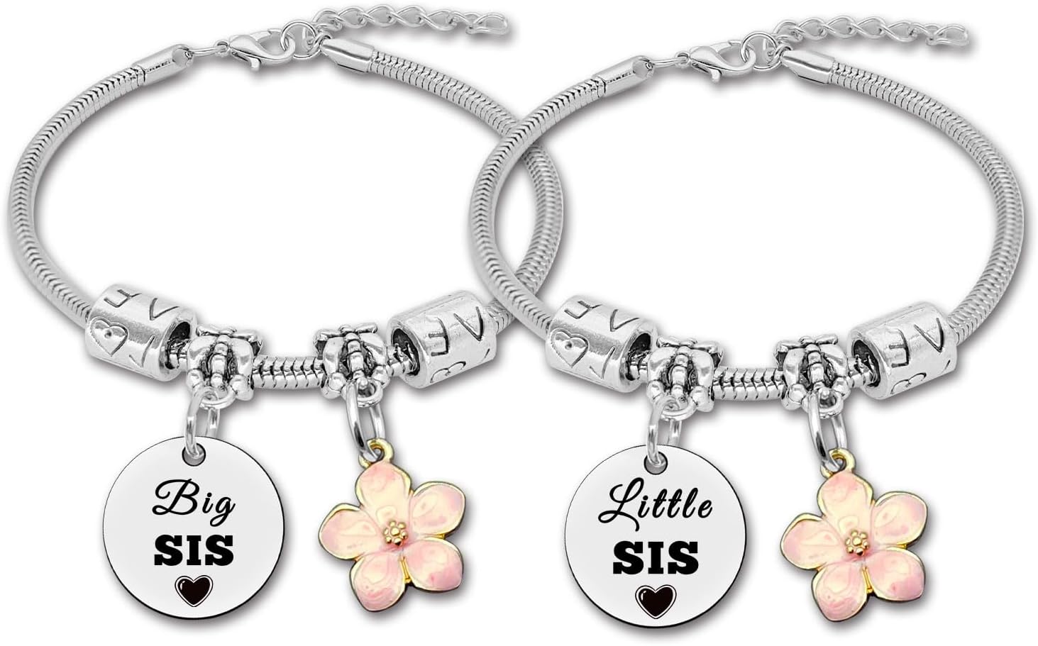 DlaeKua Big Sister Gift Birthday Bracelets for 2 Sisters Birthday Gift Bracelet from Friend Sisters Gifts Bracelet from Big Sister Bestie Presents Friendship Present for Women Christmas Bff Present