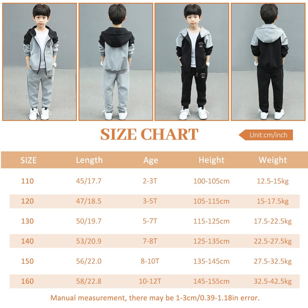 Survêtement Enfant Garçon Ensemble de Sport 2pcs Veste à Capuche + Pantalons de Sport Costume Joggeur Printemps Automne