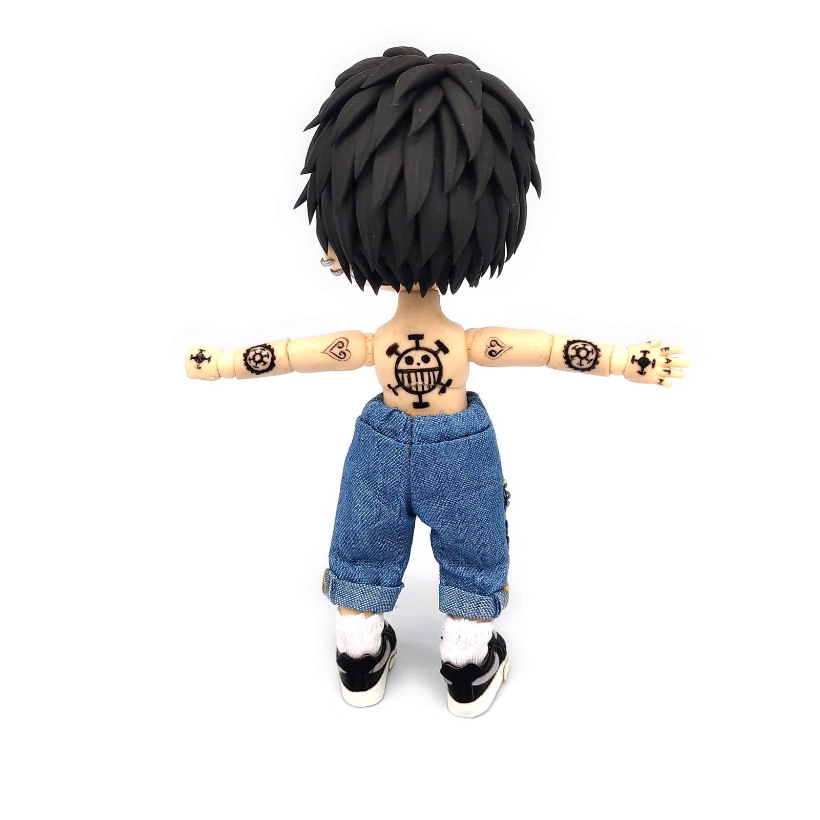 Custom One Piece Law Obistu11 Nendo poseable doll, with hand paiting body tattoos (Super pale)