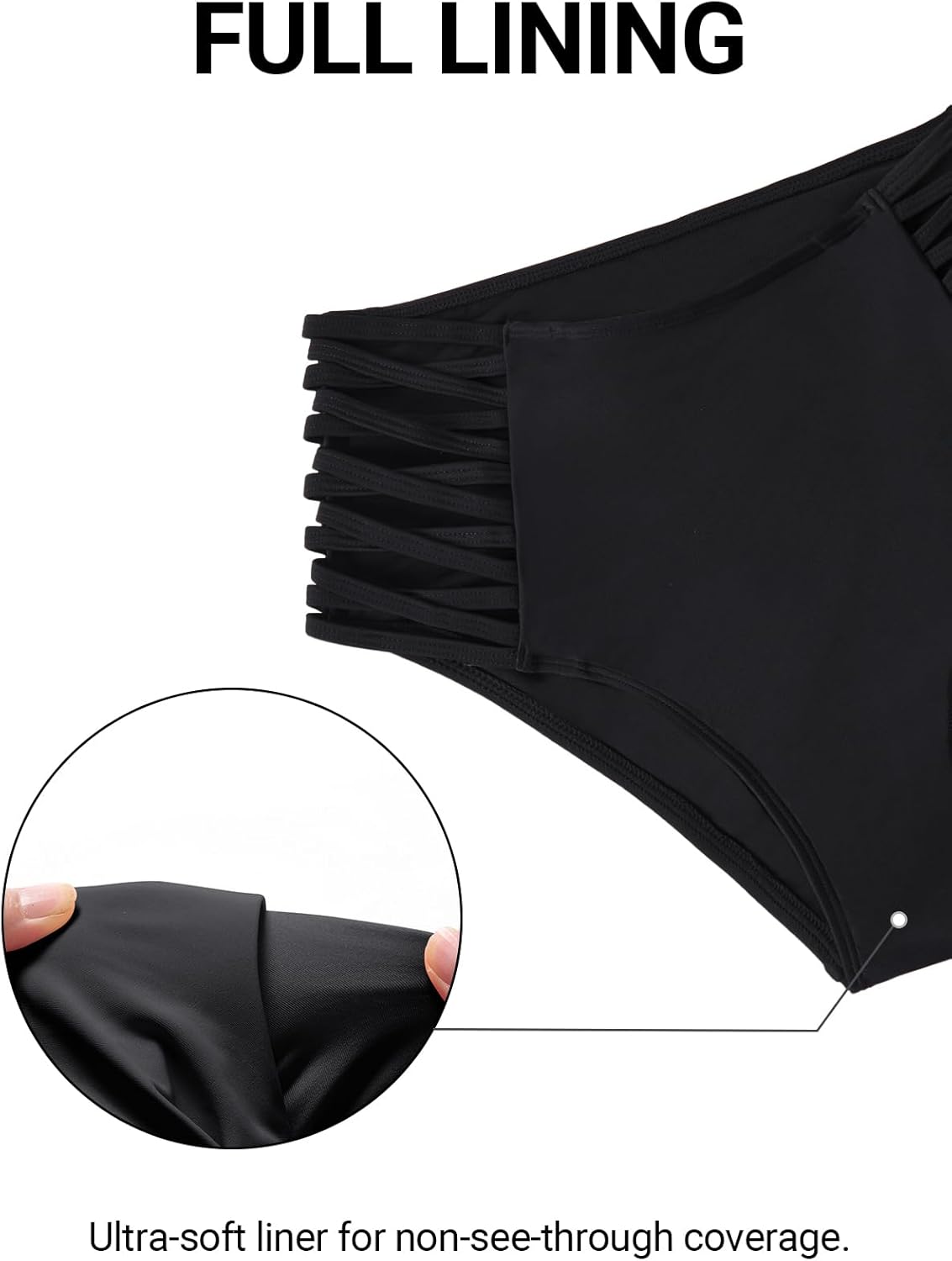 Holipick Women High Waisted Bikini Bottoms Tummy Control Swimsuit Bottoms Strappy Swim Bottom - Image 5