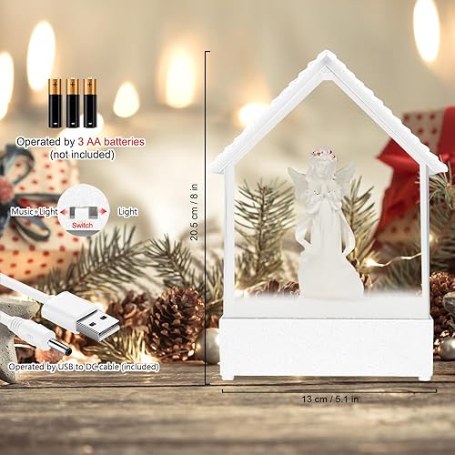 Miniatura 6 de Globo de nieve musical de ángel luces de estatua de ángel rezando, decoración de festival para el hogar, día de la madre, regalo de cumpleaños,