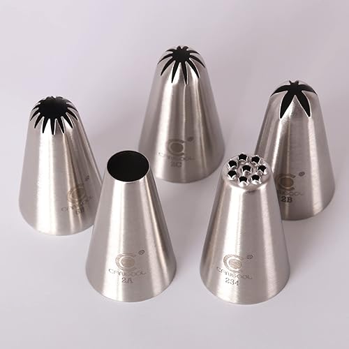 Miniatura 7 de Cangool 4 puntas de glaseado grandes profesionales (1B, 356, 5 pies y 2 k) para decorar pasteles, magdalenas, tartas y galletas. Boquillas