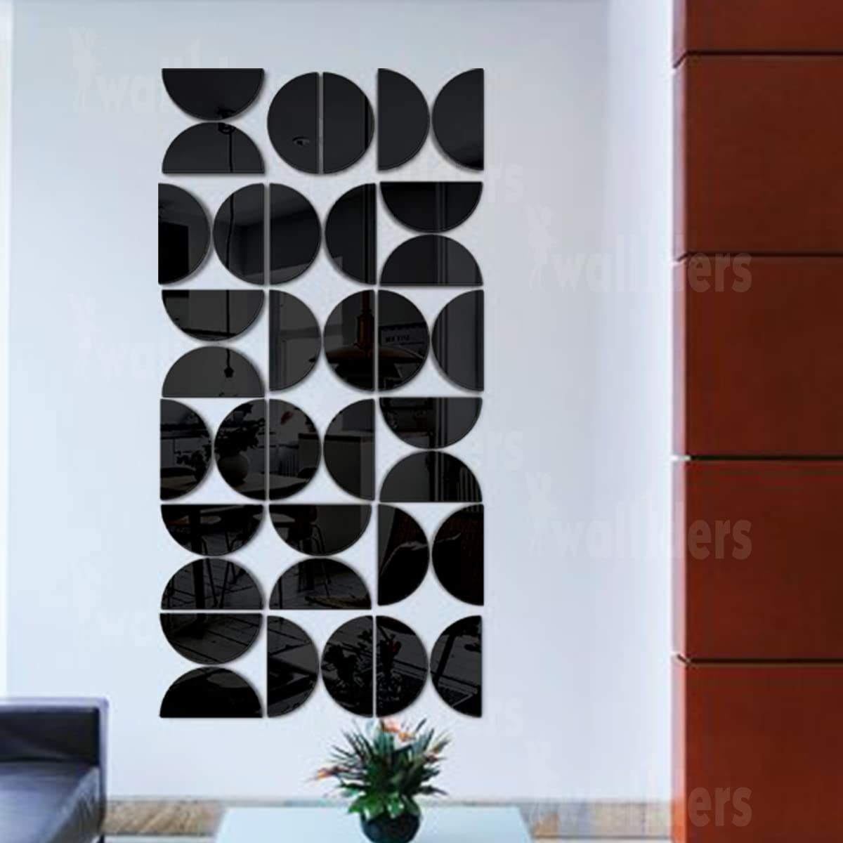 Wall1ders Semicircle 36, Mirror Stickers for Wall, Acrylic Mirror Wall Decor Sticker, Wall Mirror Stickers, Acrylic Stickers, Wall Stickers for Hall Room, Bed Room, Kitchen. (Black) (B09Q6B2687) Amazon Price History, Amazon Price Tracker