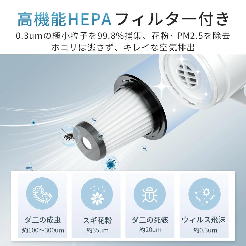 コードレス掃除機 ホワイト HEPAフィルター付き コードレス掃除機 ホワイト HEPAフィルター付き Amazon.co.jp: 3