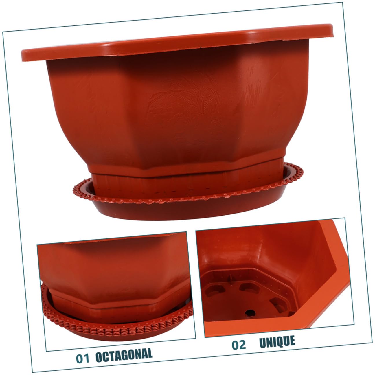 et Réutilisables en PP Rouges Pots Octogonaux Lot de 5 Faciles à Entretenir pour Plantes Succulentes et D'intérieur Adaptés pour Usage Intérieur et Extérieur