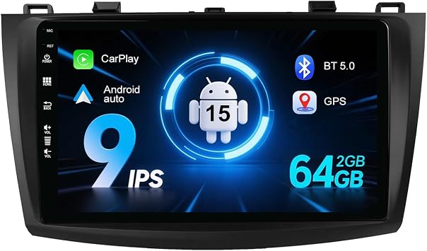 2G+64G Double Din Head Unit Car Stereo Bluetooth Android 15 For Mazda 3 BL 2010-2013 GPS Sat Nav RDS FM AM Carplay Android Auto Camera DAB+