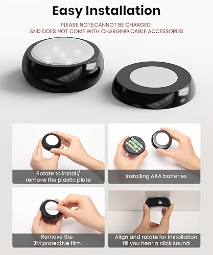 Miniatura 3 de UNIWA Luces de disco con control remoto, luces inalámbricas para debajo del gabinete, luz LED intercambiable de 16 colores regulables, funciona con