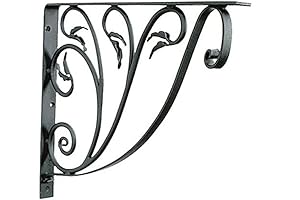 Achla Designs Mailbox Posts Wrought Iron Decorative Mailbox Shelf Bracket in Black (B-10 Leafy Leaf)