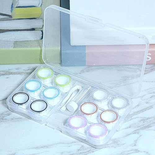 Miniatura 3 de Colcolo Juego de 6 pares de fundas portátiles para lentes de contacto para mujeres, medidas de 6 x 3.7 x 0.8 pulgadas, duradero, resistente, colorido