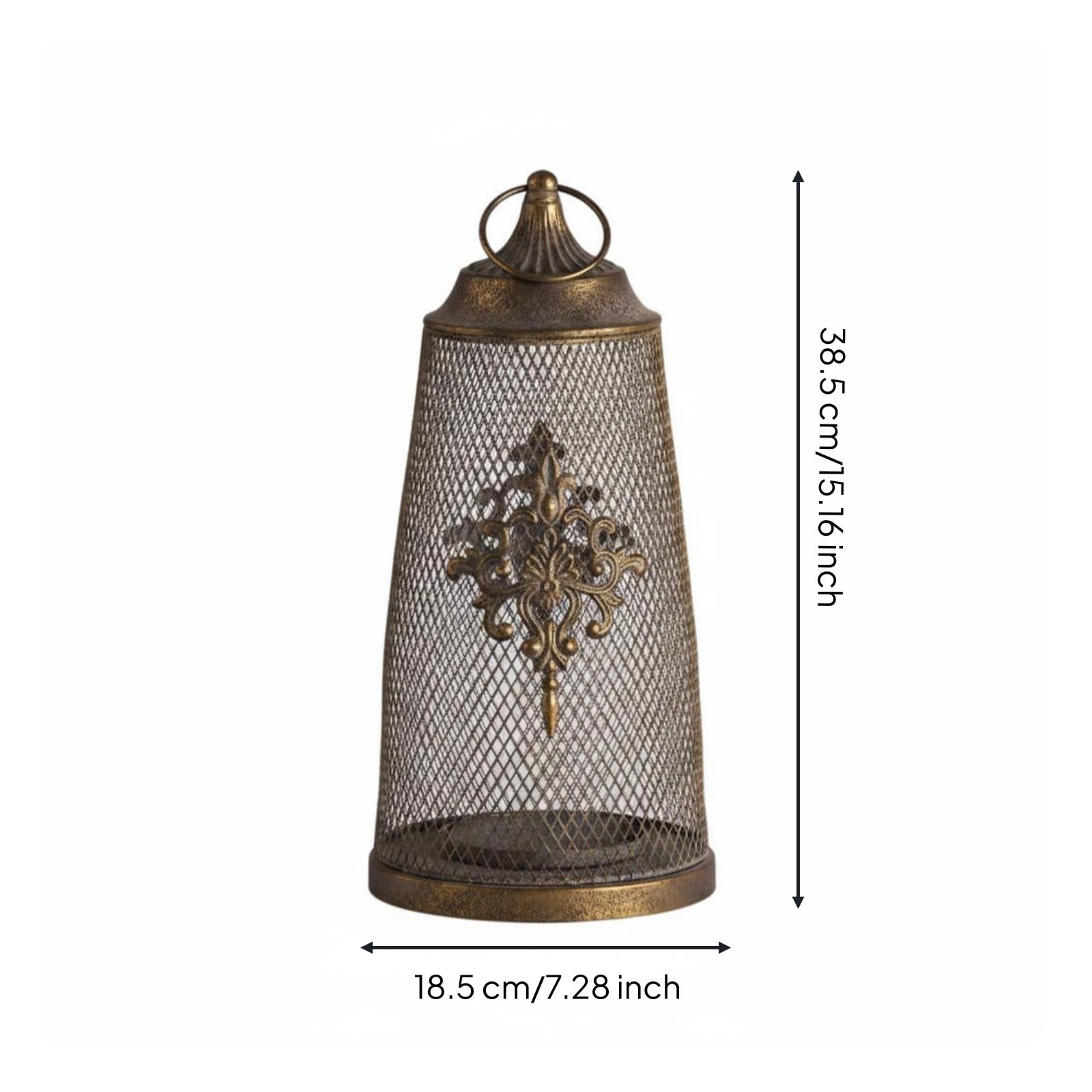 Vintage Kerzenhalter Laterne Metall Glas Antik Dekoratives Wohnaccessoire Stilvolles Ambiente für Schlafzimmer Flur Wohnzimmer, Hoch