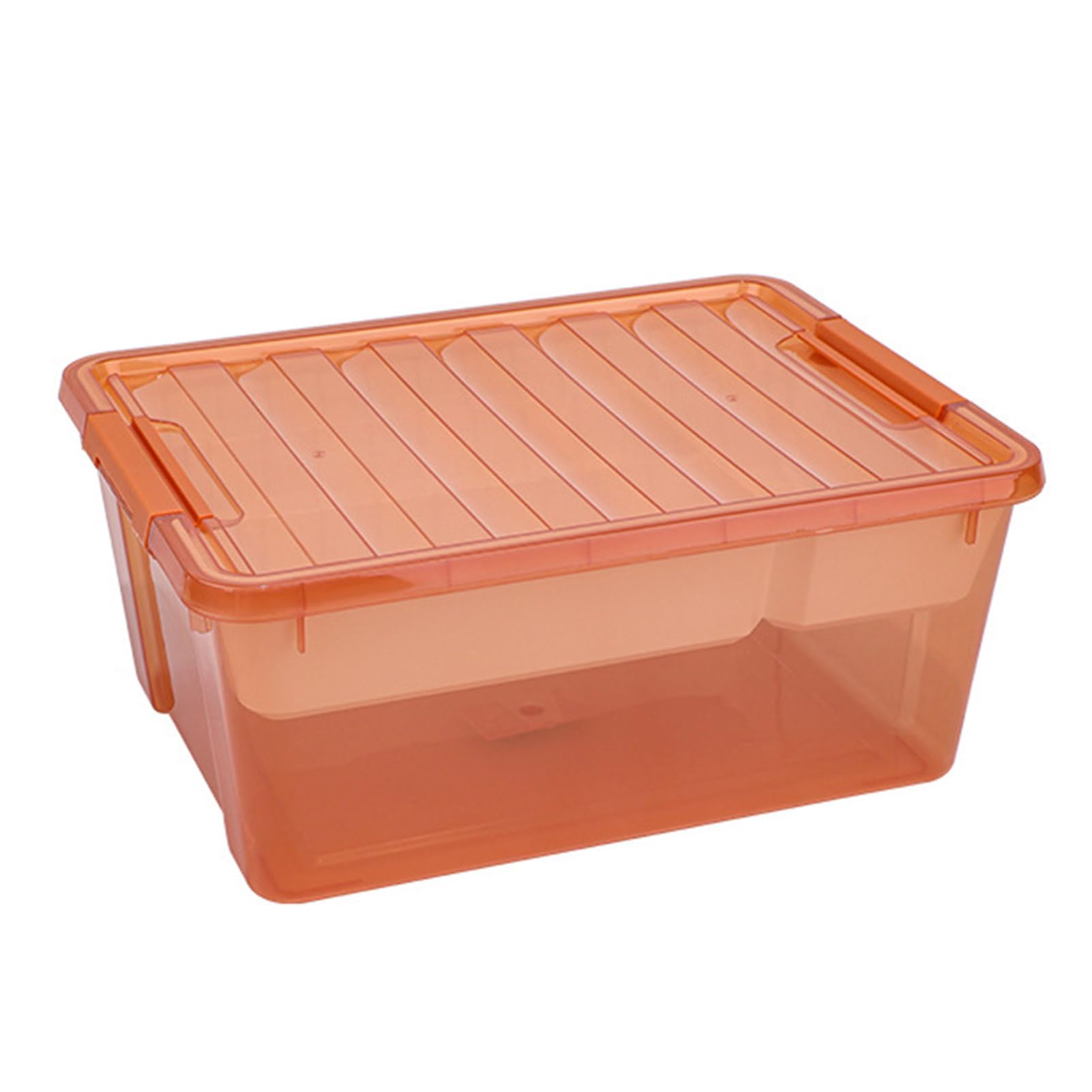 SANWOOD Plastic Storage Box, Stackable Transparent Sundries Storage Box with Dividing Tray, for Home Clothing, Toys, Daily Necessities Storage Container (Orange)