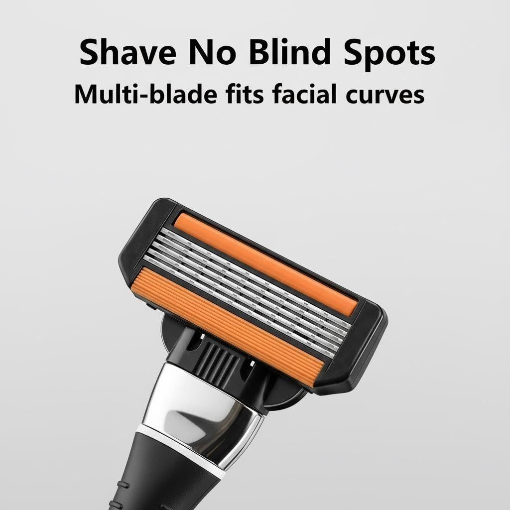 5-Blade Men's Razor with Dual Lubrication, Shaving Kit for Men, 45 Piece Set, 3 Handle & 40 Refill Cartridges Bonus Clear Shaving Case and a wall hook, Smooth Comfortable Shave