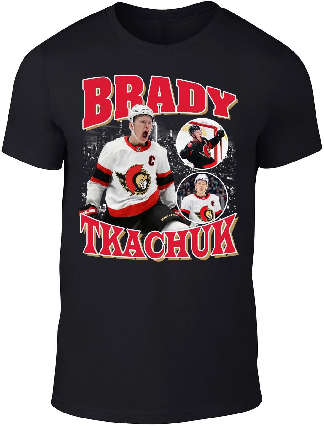 Black Ottawa Brady Tkachuk Bootleg Style TShirt Clothing