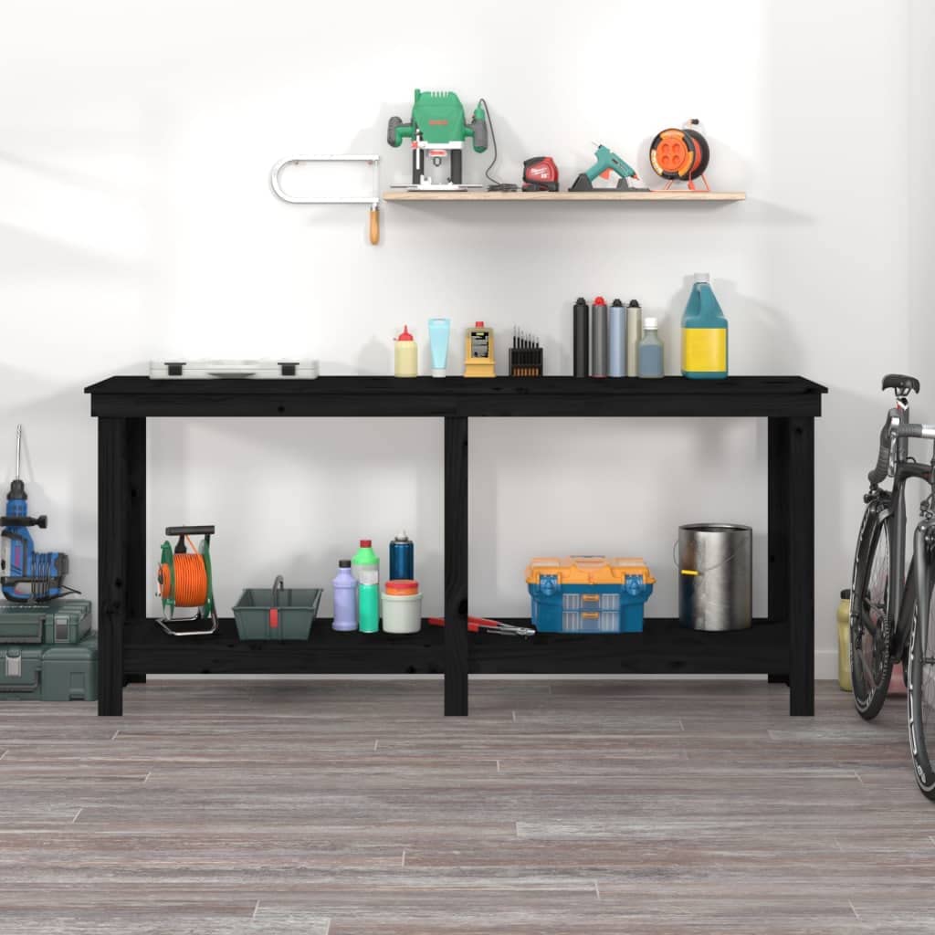 Genérico Banco de Trabajo de Madera Maciza de Pino Negro 180x50x80 cm,Bricolaje,Accesorios de Bricolaje,Organización y Almacenamiento de Herramientas,Mesas de Trabajo,822515