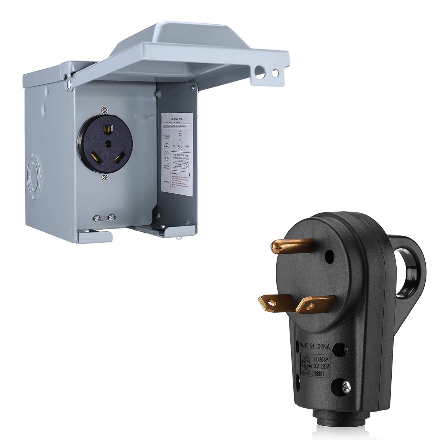 Miady 30 Amp Rv Outlet Box And Nema Tt 30p Plug Amazon Com