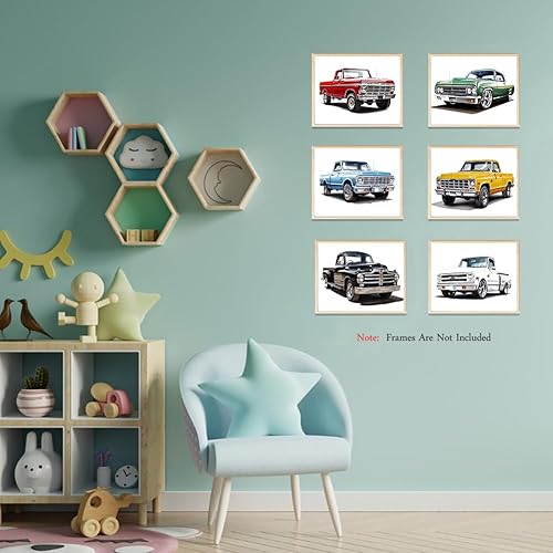 Miniatura 5 de MOCVSWO Impresiones artísticas clásicas para pared de auto, camioneta con acuarela, carteles, decoración de habitación de niños, decoración de
