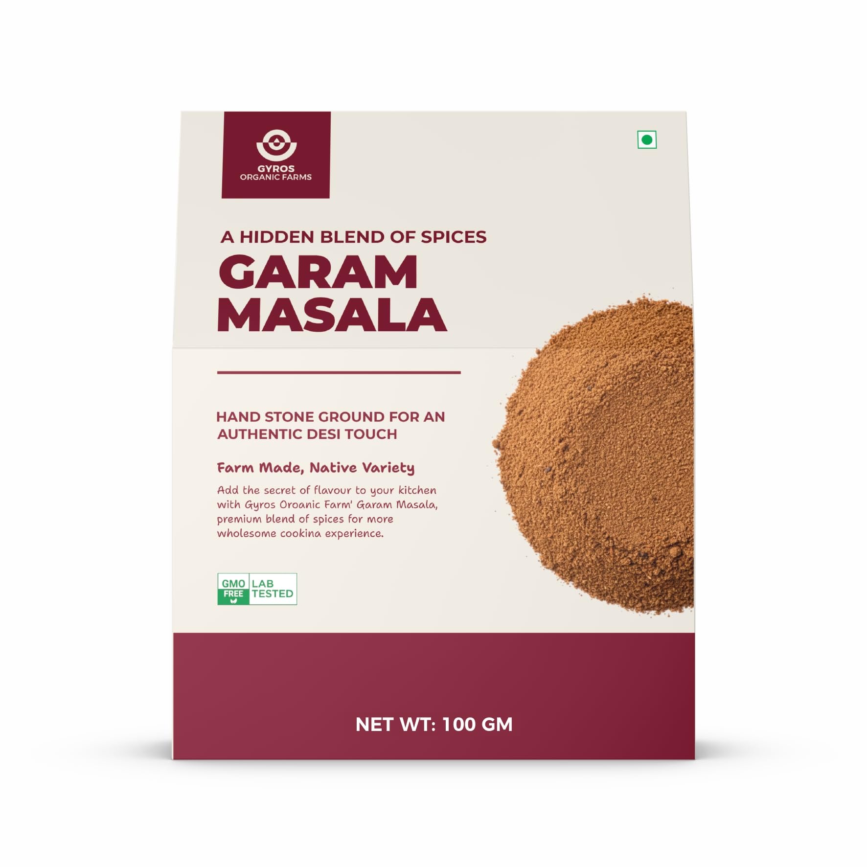 Organic Farms Garam Masala Whole Mix 100g/Blended from 16+ Handpicked Whole Spices/Aromatic & Authentic Indian Masala/No Added Preservatives/100+ Lab Tested