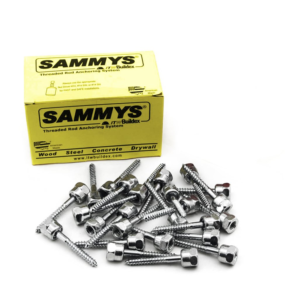Everflow Sammys 8022925-50 SWG 25-380 3/8 Inch Screw Sidewinder Design for Wood, Rod Hanger, Installs Horizontally, Steel Zinc Plated, Corrosion Resistance, 3/8 x 2-1/2 Inch Screw Length (pack of 50)