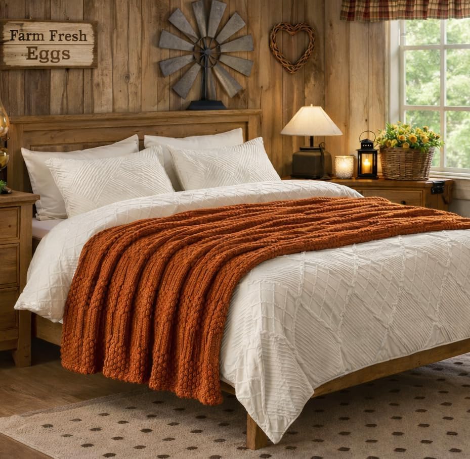 50x70 Inch Rust Throw Blanket - Soft & Fluffy Fleece, Cute & Aesthetic, Perfect for Sofa, Couch, Chair, Bed, Living Room & Bedroom, All-Season Use, Plush & Cozy Decorative Blanket - Image 6