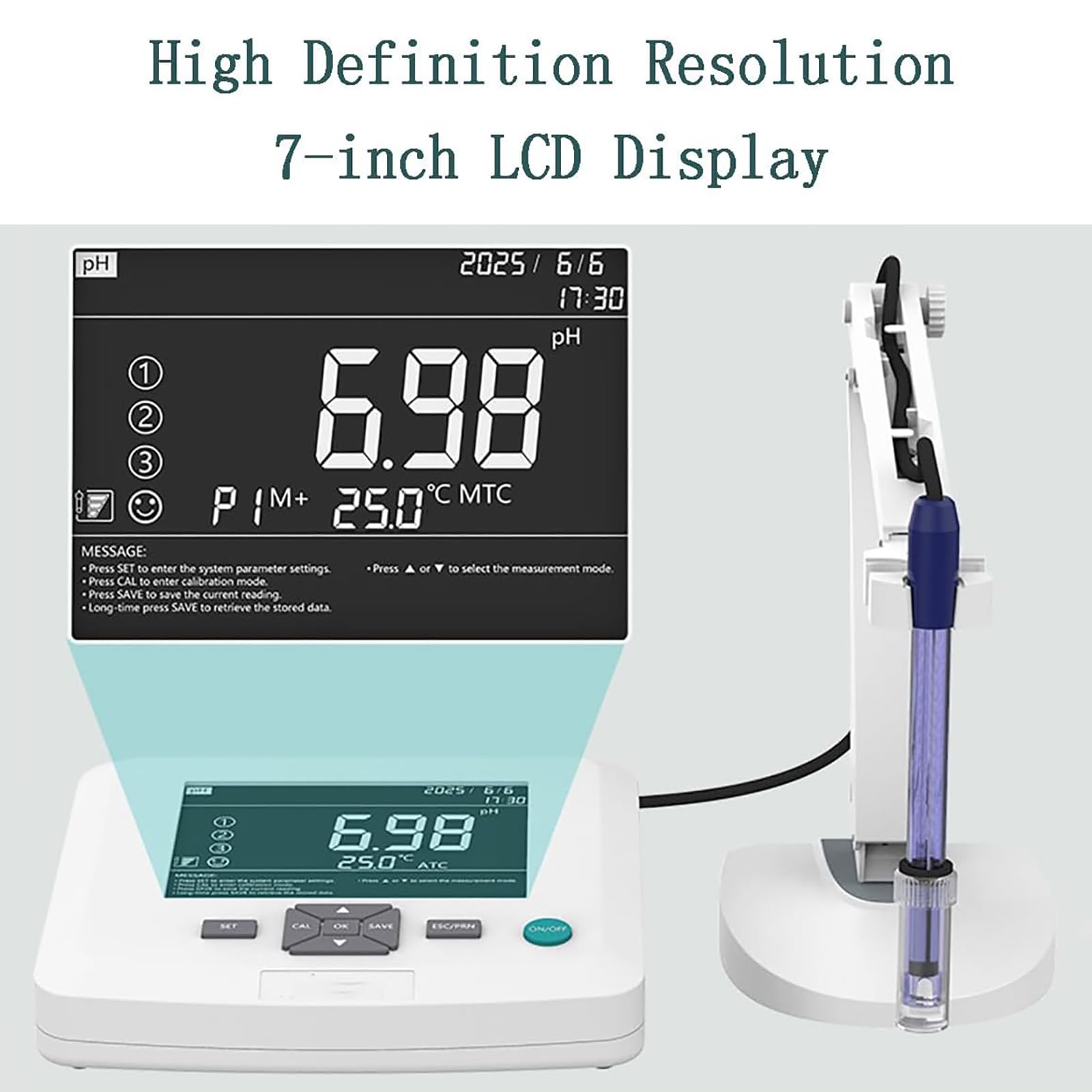 Medidor De PH De Laboratorio De Sobremesa, Probador De PH Digital, Probador De Calidad del Agua PH/ORP/Temp De Alta Precisión, Calibración Automática De 1-3 Puntos, Precisión De 0,01 PH