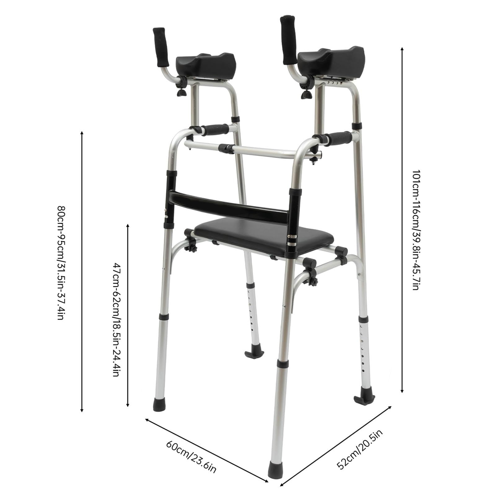 Składany rollator, lekki chodzik stojący z siedziskiem i podłokietnikami, pionowy chodzik dla seniorów, chodzik dla seniorów i dorosłych, stojak rehabilitacyjny