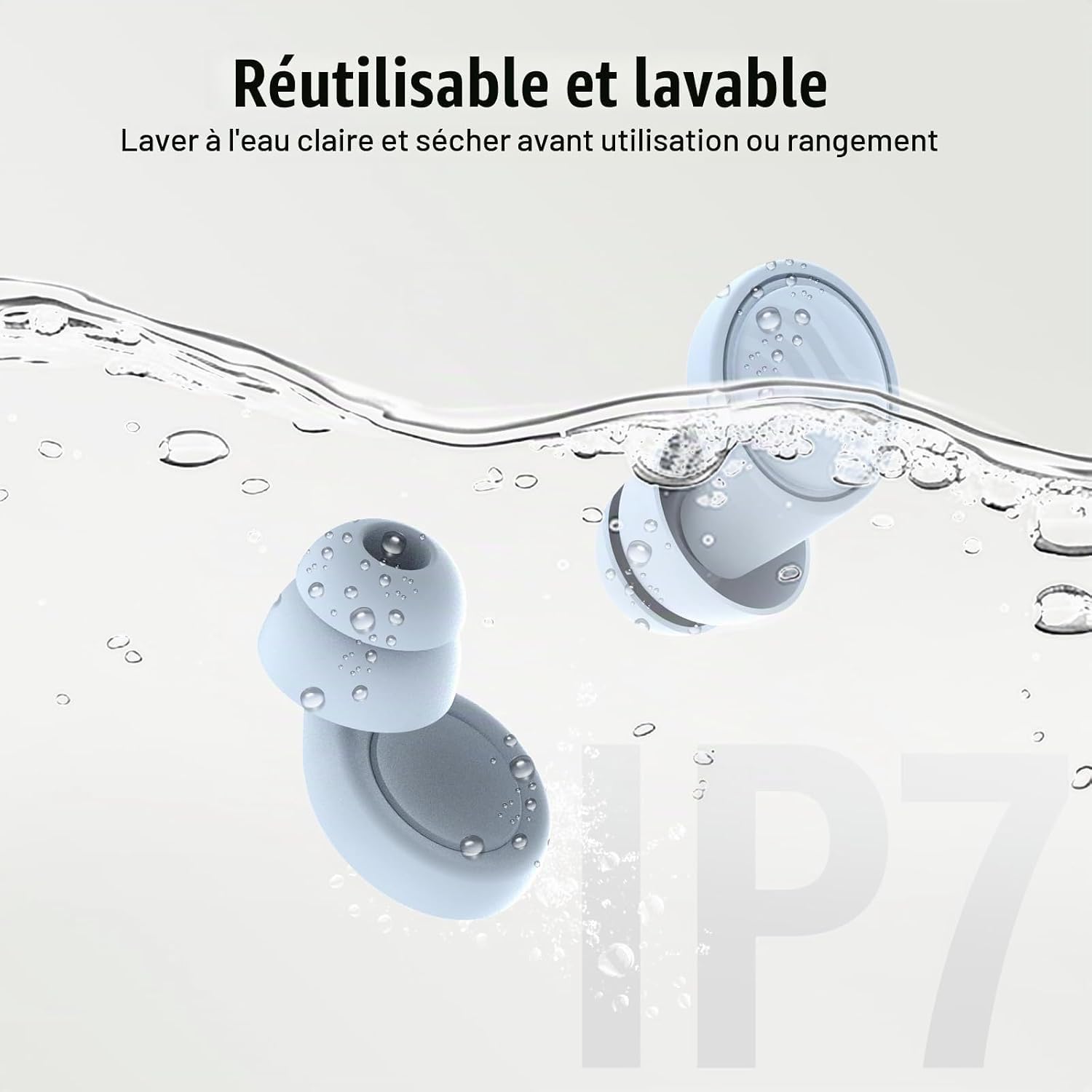 Boule quies, Bouchon d'oreille pour dormir réutilisables antibruit avec 7 paires d'embouts en silicone, bouchons de couchage pour étudier, se concentrer, voyager et assister à des concerts