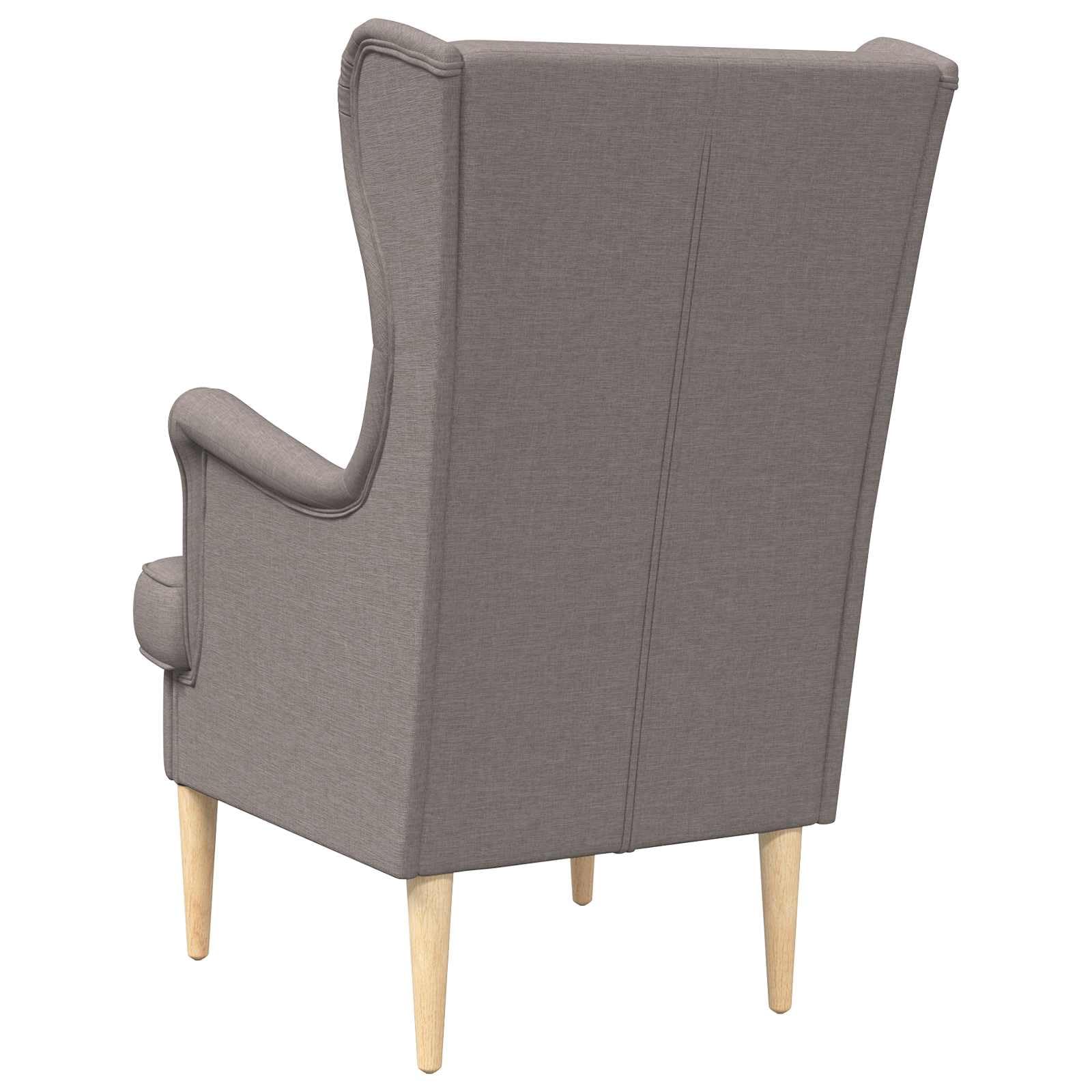 Poltrona Moderna in Tessuto Tortora con Gambe in Legno, 65x79x100 cm