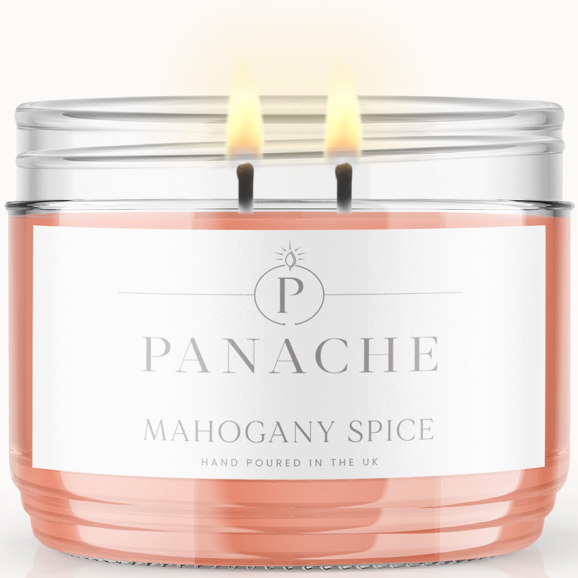 Panache Mahogany Spice Scented Candle, Double Wick Soy Wax Candle, 48 Hour Burn Time, Hand Poured in UK