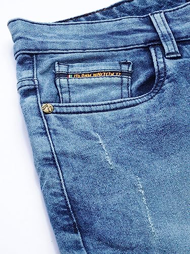 Image of The Indian Garage Co Men Regular Fit Solid Mid-Rise Stretchable Jeans