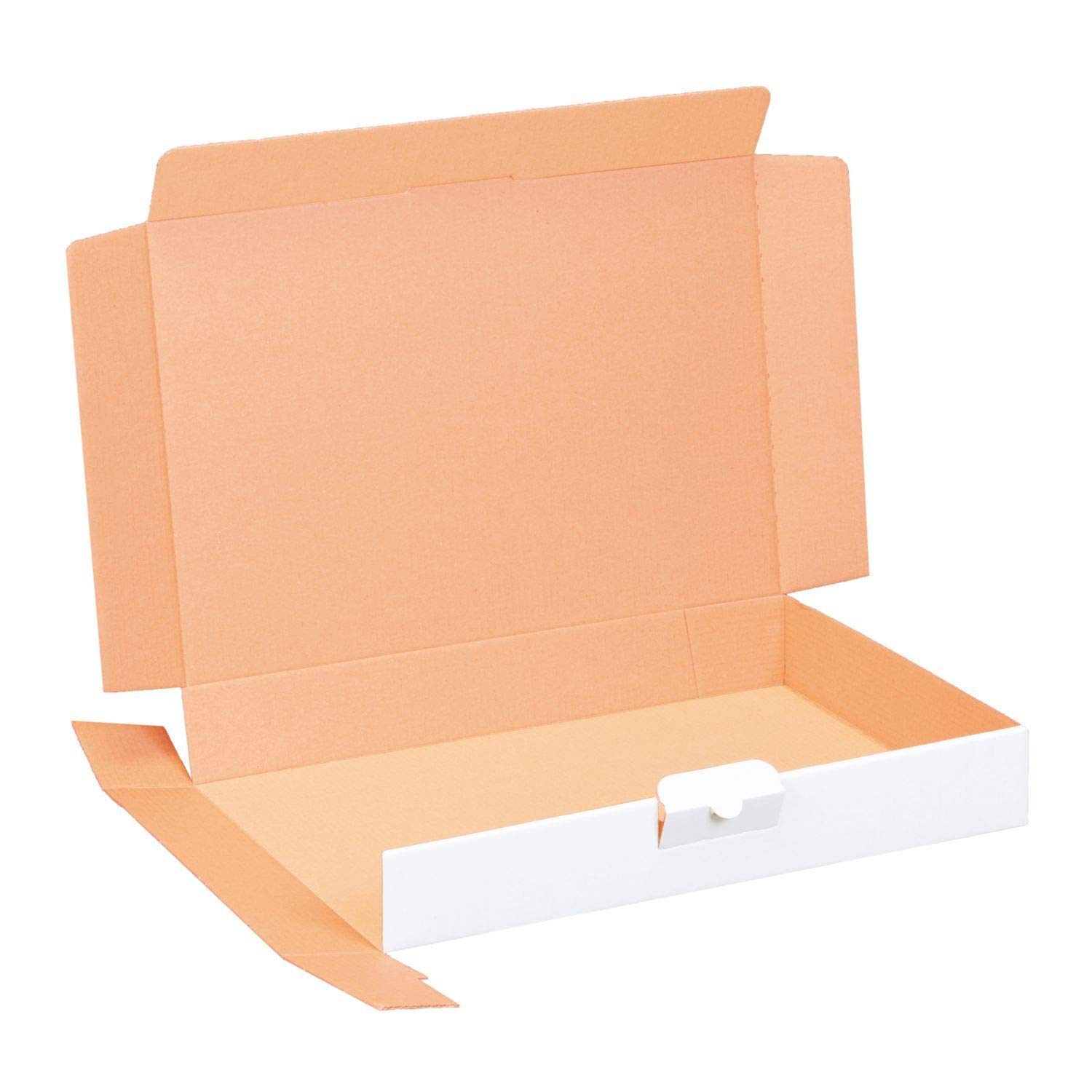smiley pack Maxibriefkarton DIN A4 320 x 225 x 45 mm – weißer stabiler Versandkarton mit Steckverschluss, passend für DHL Maxibrief, Warensendung & Büchersendung (25 Stück)