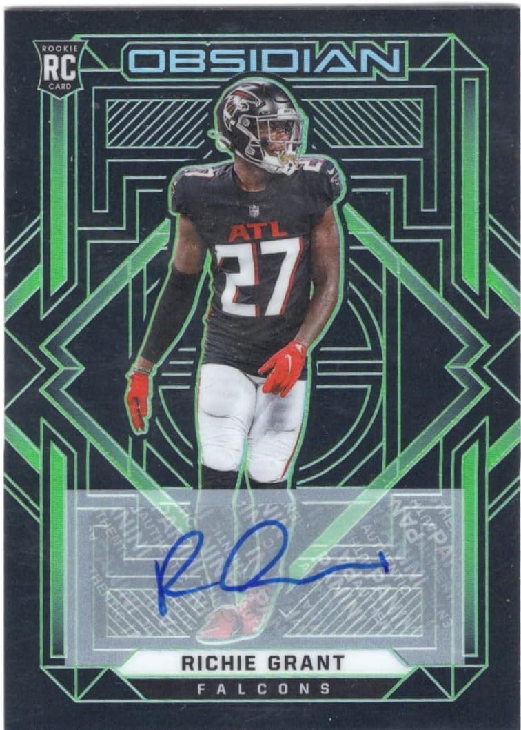 Richie Grant Autographed & Serial Numbered #48/50 Green Parallel Rookie Card Collectible Football Card - 2021 Panini Obsidian Football Card #178 (Falcons) Free Shipping