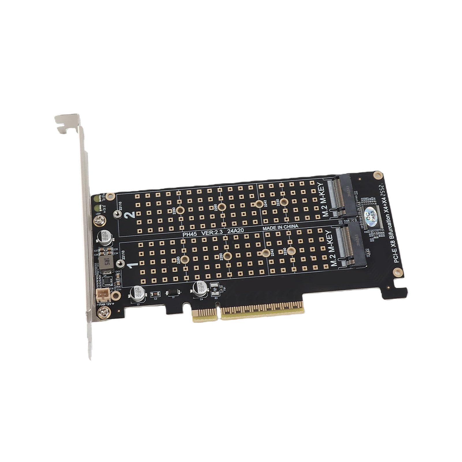 Tarjeta adaptadora PH45, Tarjeta de expansión del Lector, Adaptador M.2 Adaptador PCIE Dual M.2, Disco Duro M Key, SSD NVMe M.2 Dual a convertidor de Disco Duro PCIE X8 M Key(ph45)